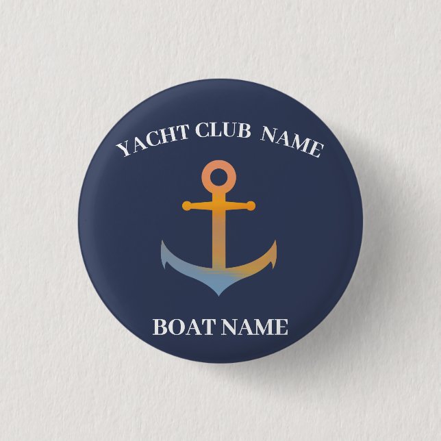 Blue Nautic Anchor Yacht Club Marina welcom Button (Vorderseite)