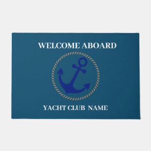 Blue Nautic Anchor Yacht Club Marina welcom Fußmatte