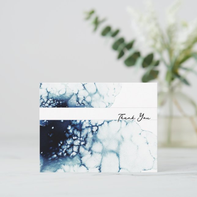 Blue Nautic Hochzeit in Urlaubsort Vielen Dank Postkarte (Stehend Vorderseite)