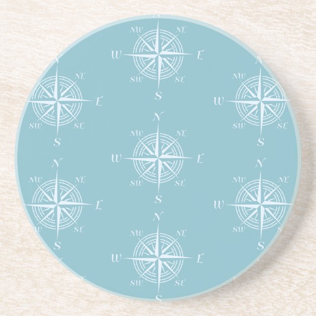 Blue Nautic Sailing Compass Getränkeuntersetzer (Vorne)