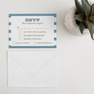 Blue Nautic Stripe RSVP Card