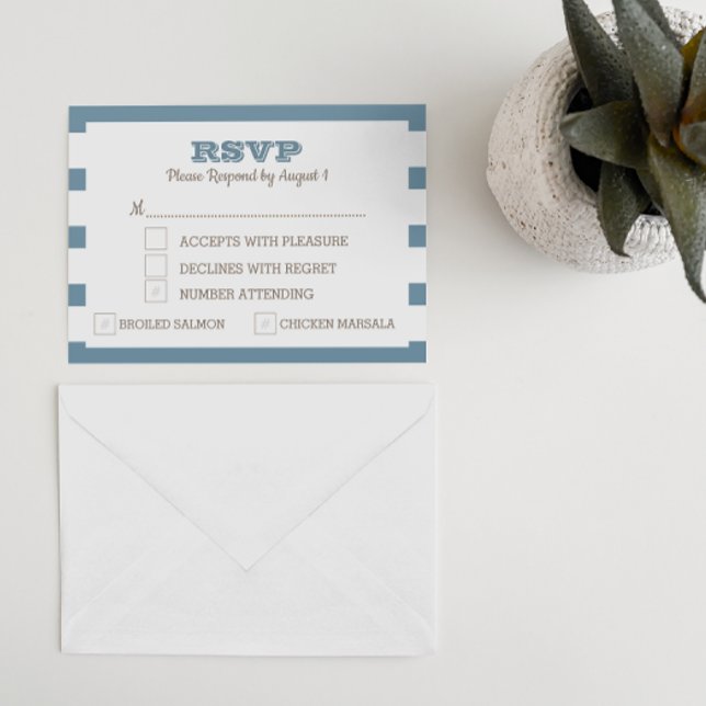 Blue Nautic Stripe RSVP Card (Von Creator hochgeladen)