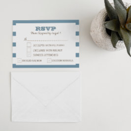 Blue Nautic Stripe RSVP Card Karte