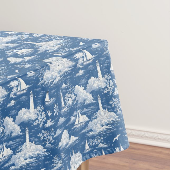 Blue Nautic Toile Tischdecke (Beispiel)