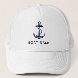 Blue Nautical Anchor Bootsname Summer Cruise Truckerkappe