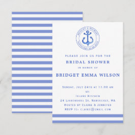 Blue Nautical Anchor Bridal Dusche Einladung