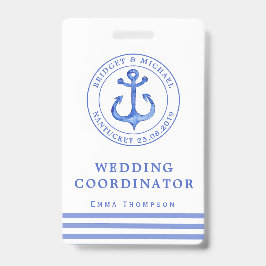 Blue Nautical Anchor | Hochzeitsplaner Ausweis