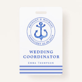 Blue Nautical Anchor | Hochzeitsplaner Ausweis