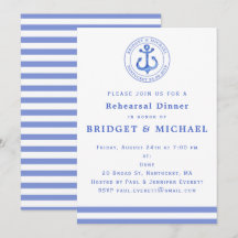 Blue Nautical Anchor Probe Dinner Einladung