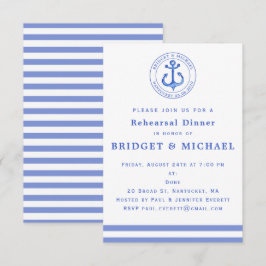 Blue Nautical Anchor Probe Dinner Einladung