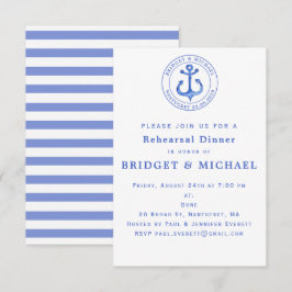 Blue Nautical Anchor Probe Dinner Einladung