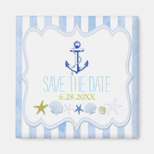 Blue Nautical Anchor Wedding Save the Date Magnet