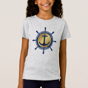 Blue Nautical Anchor yacht club boat marina Name T-Shirt