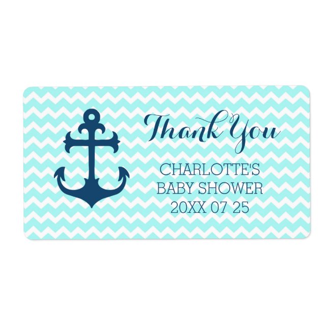 Blue Nautical Baby Showdusche bevorzugt Labels (Vorne)