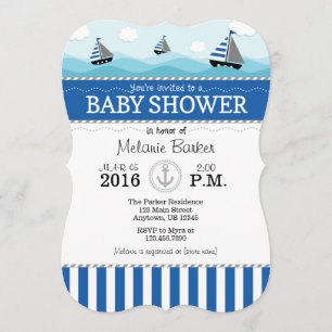 Blue Nautical Baby Shower Einladung