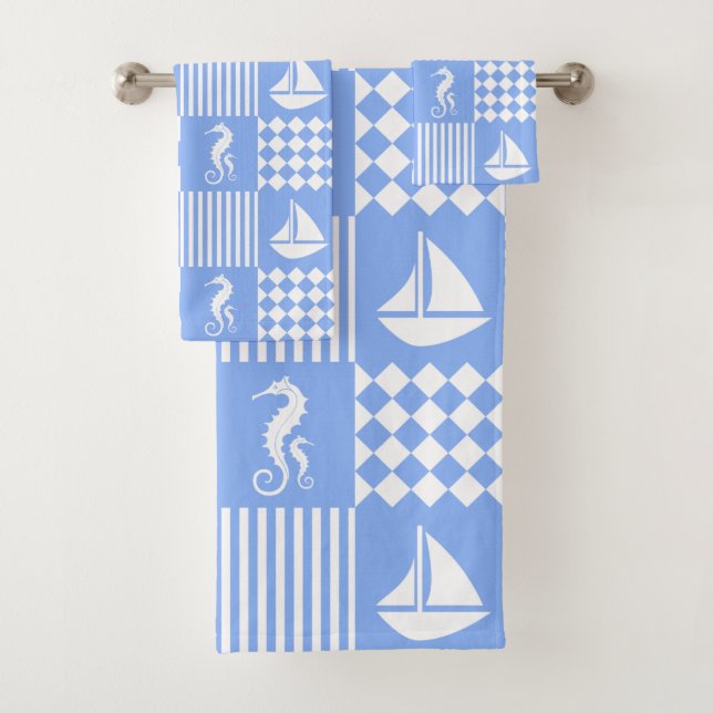 Blue Nautical Badhandtuch Set (Insitu)