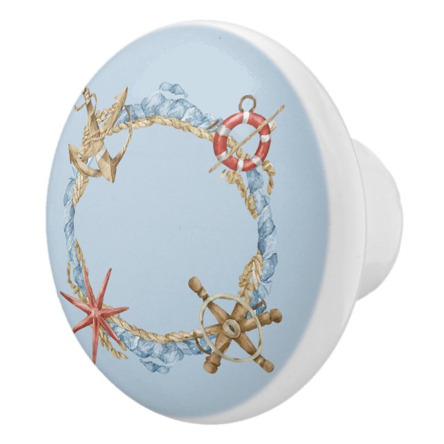 Blue Nautical Designs auf Light Blue Keramikknauf (Rechts)