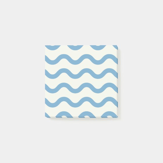 Blue Nautical Groovy Wavy Stripe Moderner Minimali Post-it Klebezettel (Vorderseite)