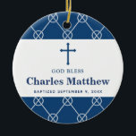 Blue Nautical Knot Classic Beach Boy Taufe Keramik Ornament<br><div class="desc">Blue Nautical Knot Classic Beach Boy Taufe Keramik Ornament mit schönen klassischen blau-und Seil Knotting Details. Personalisieren Sie Ihre persönlichen Daten sowohl auf der Vorder- als auch auf der Rückseite.</div>