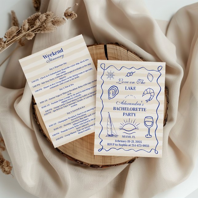 Blue Nautical Lake Bachelorette Party Itinerary Einladung (Von Creator hochgeladen)