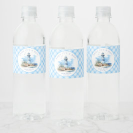 Blue Nautical Lighthouse Baby Dusche Wasserflaschenetikett