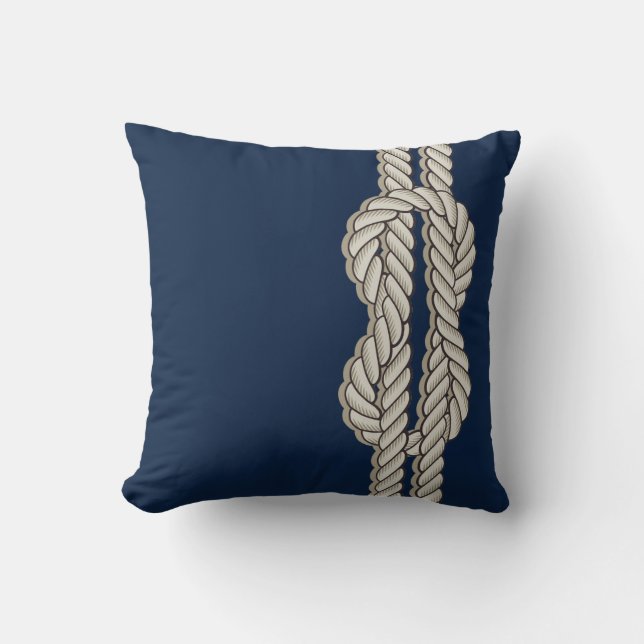 Blue Nautical mit Ship's Rope Kissen (Vorderseite)