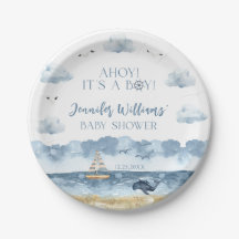 Blue Nautical Ocean Sea Ahoy seine Baby-Dusche