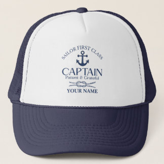 Blue Nautical personalized Sailor captain Truckerkappe