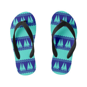 Blue Nautical Sailboat Coasters Stripes Kinderbadesandalen