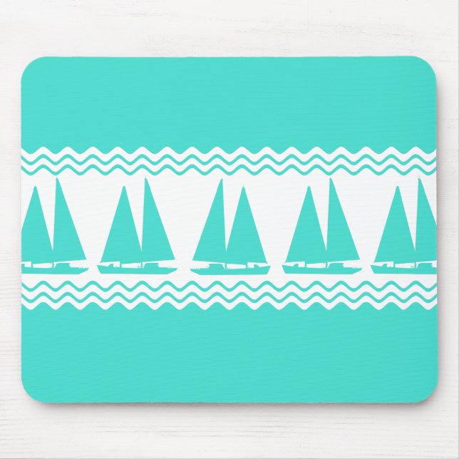 Blue Nautical Sailboat Coasters Stripes Mousepad (Vorne)