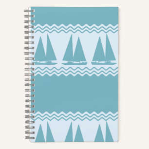 Blue Nautical Sailboat Coasters Stripes Notizbuch
