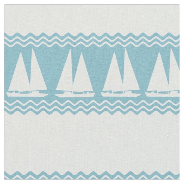 Blue Nautical Sailboat Coasters Stripes Stoff (Nahaufnahme)