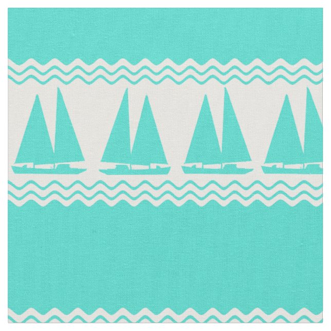 Blue Nautical Sailboat Coasters Stripes Stoff (Nahaufnahme)