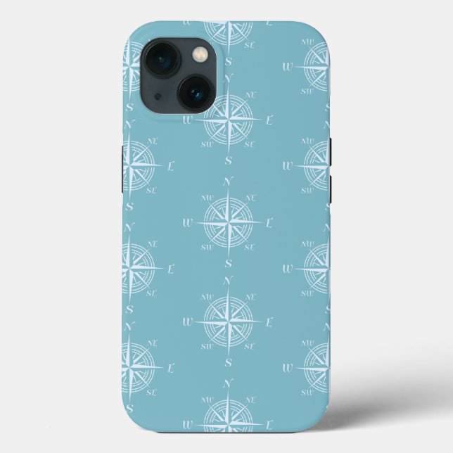 Blue Nautical Sailing Compass Case-Mate iPhone Hülle (Rückseite)