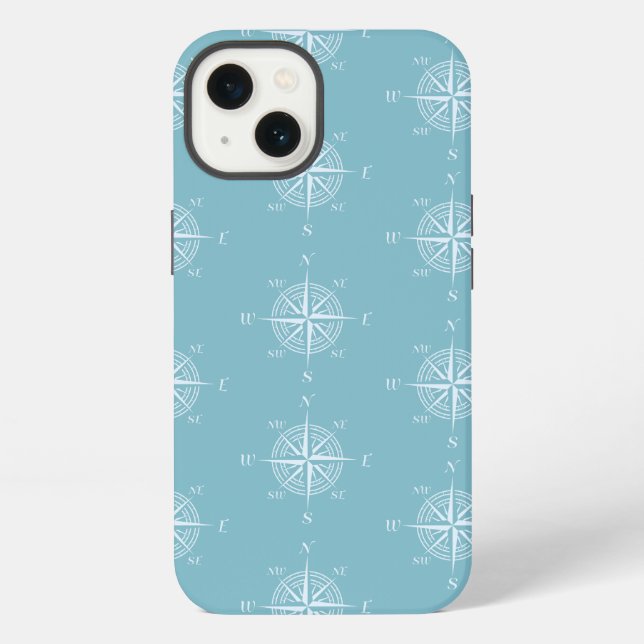Blue Nautical Sailing Compass iPhone Hülle (Rückseite)