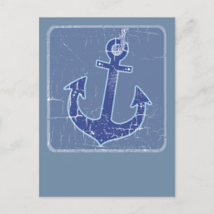 blue nautical sailor anchor postkarte