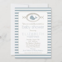 Blue Nautical Spouting Whale Striping Baby Shooter
