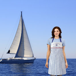 Blue Nautical Striped Monogram Boat Name Design A Schürze