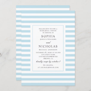 Blue nautical stripes Hochzeitsdinner Probe Einladung