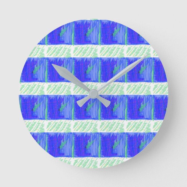 Blue Nautical Theme Wall Clock Runde Wanduhr (Vorderseite)