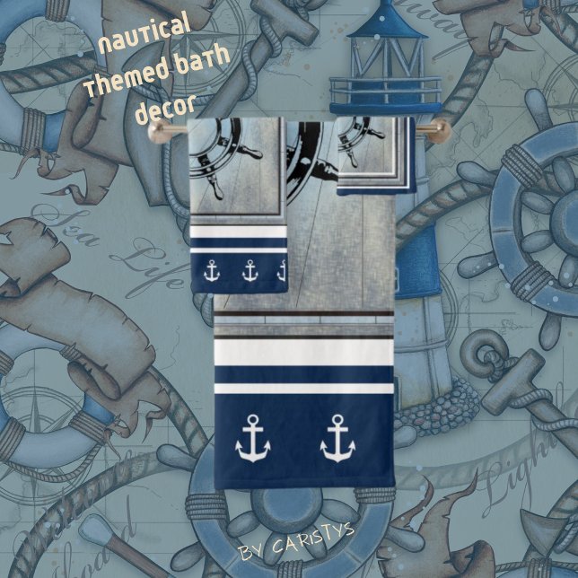Blue Nautical Themed Badhandtuch Set (Von Creator hochgeladen)