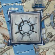Blue Nautical Themed Throw Kissen