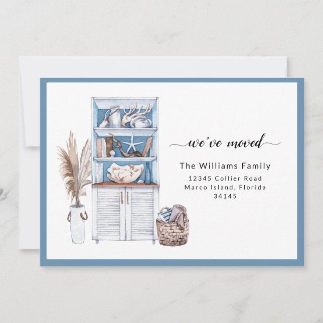 Blue Nautical We Moved Ankündigung (Vorderseite)