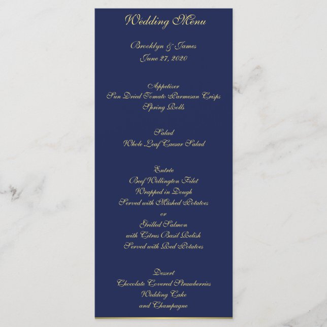 Blue Nautical Wedding Menu Cards Menükarte (Vorderseite)