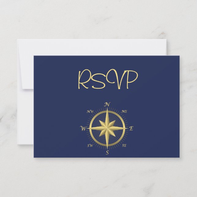 Blue Nautical Wedding RSVP Cards (Vorderseite)
