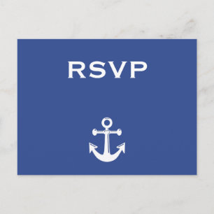 Blue Nautical Wedding RSVP Postcard Einladungspostkarte