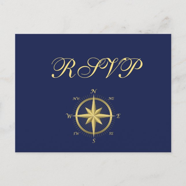 Blue Nautical Wedding RSVP Postkarten (Vorderseite)