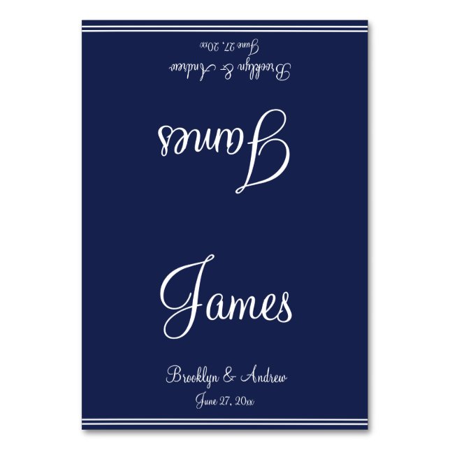 Blue Nautical Wedding Table Cards Sitzkarten Tischnummer (Vorderseite)