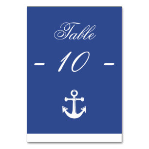 Blue Nautical Wedding Table Cards Tischnummer