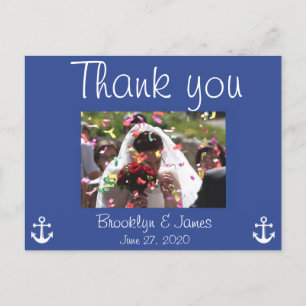 Blue Nautical Wedding Vielen Dank Postkarten Bild
